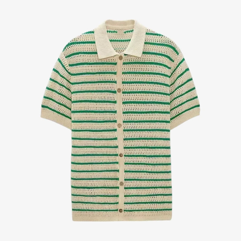 Breeze Knit Striped Polo Shirt