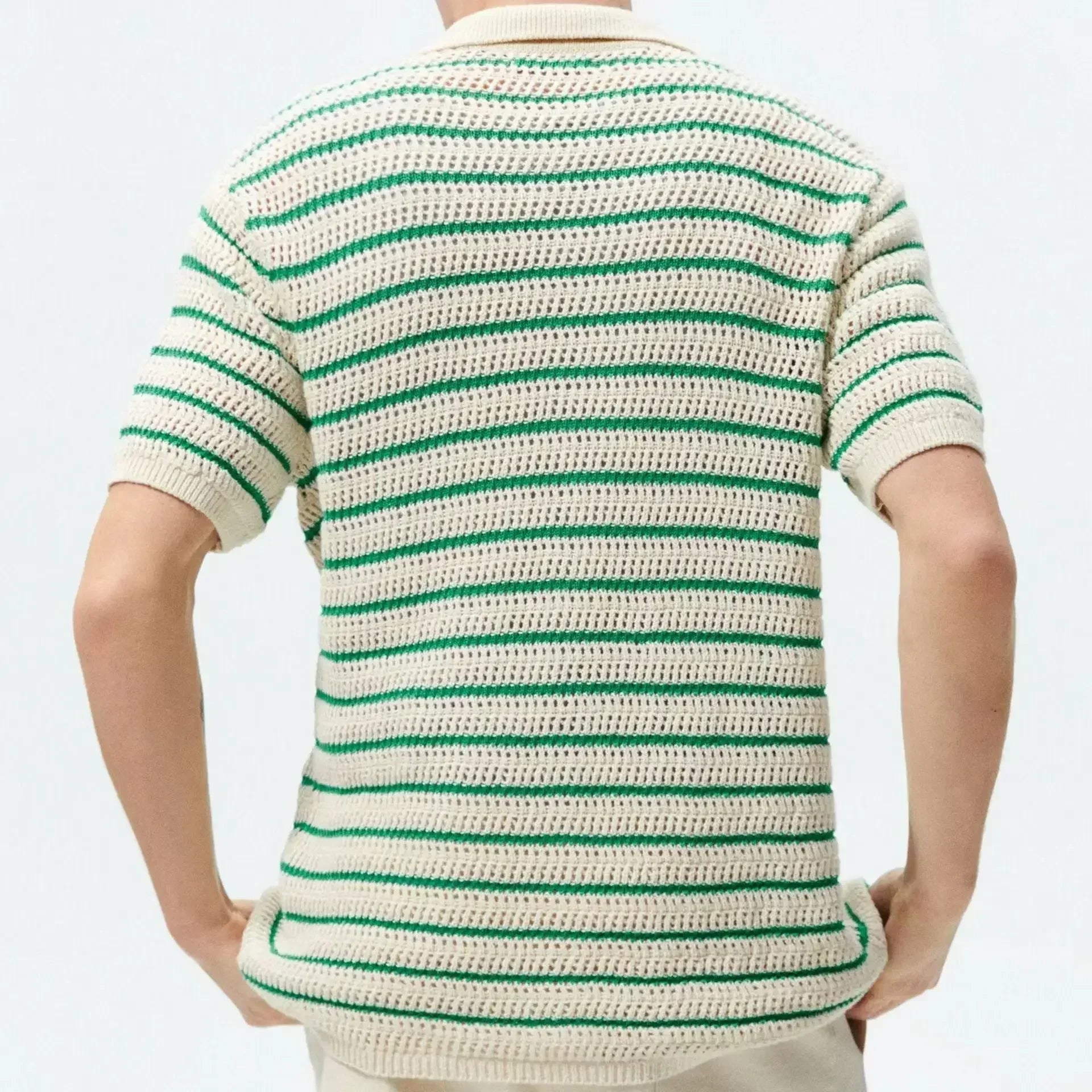 Breeze Knit Striped Polo Shirt Real Old Money