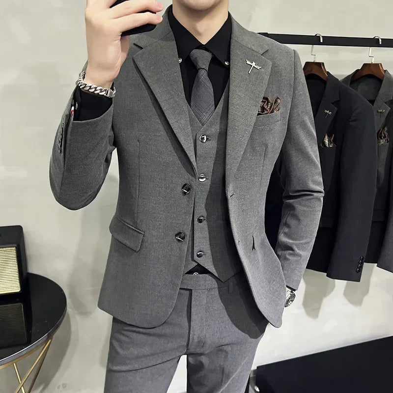 Charcoal 3-Piece Slim Fit Suit Real Old Money