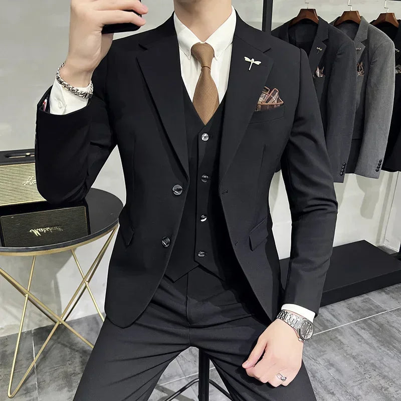 Charcoal 3-Piece Slim Fit Suit Real Old Money