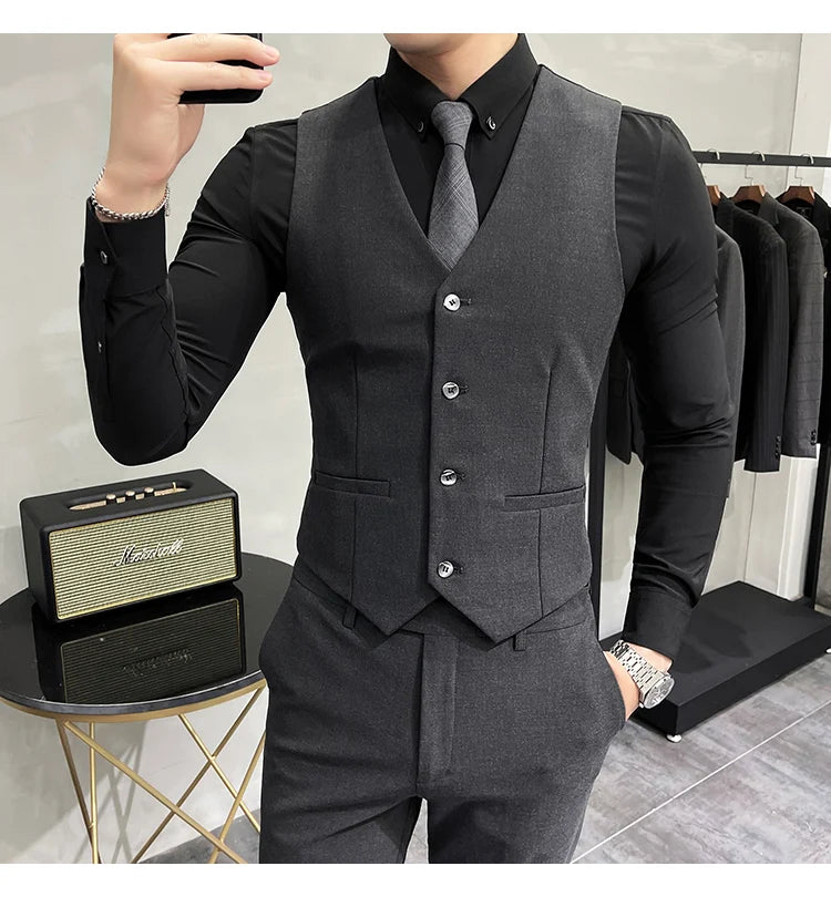 Charcoal 3-Piece Slim Fit Suit Real Old Money