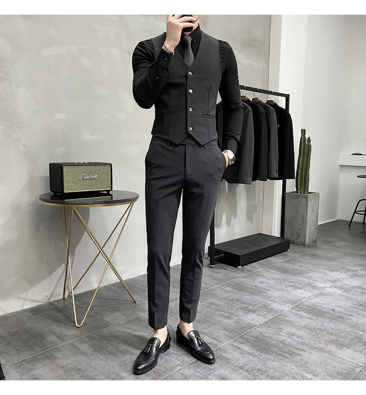 Charcoal 3-Piece Slim Fit Suit Real Old Money