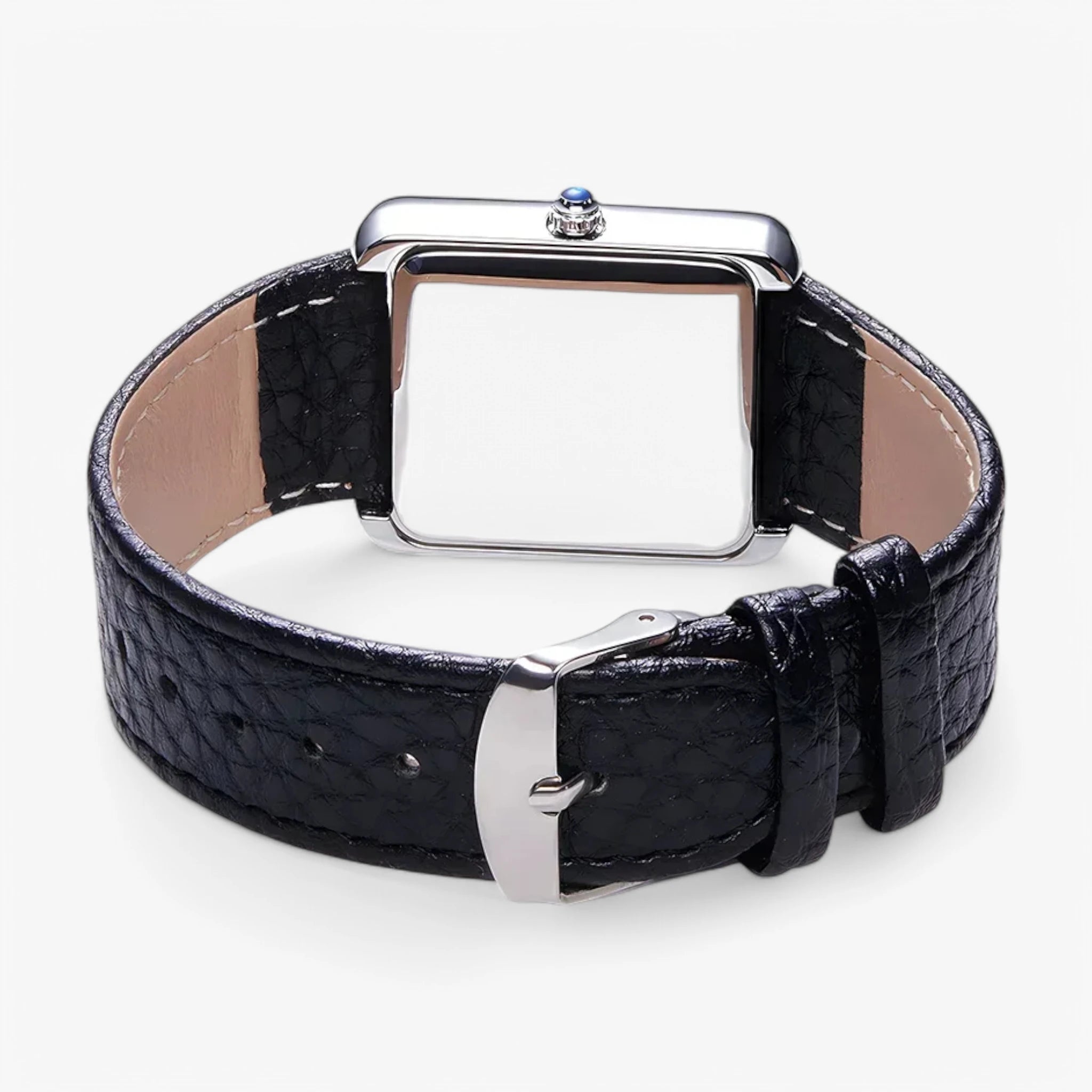 Classic Rectangular Leather Strap Quartz Watch Real Old Money