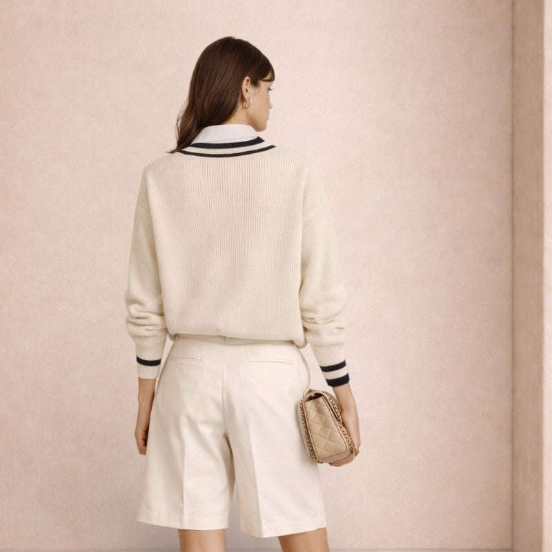 Classic V-Neck Knitted Sweater Old Money