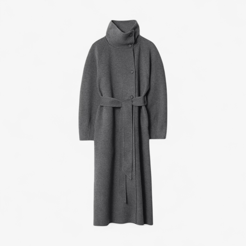 Double-Breasted Wool Belted Overcoat Old Money