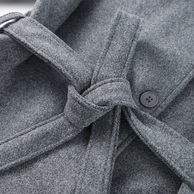 Double-Breasted Wool Belted Overcoat Old Money