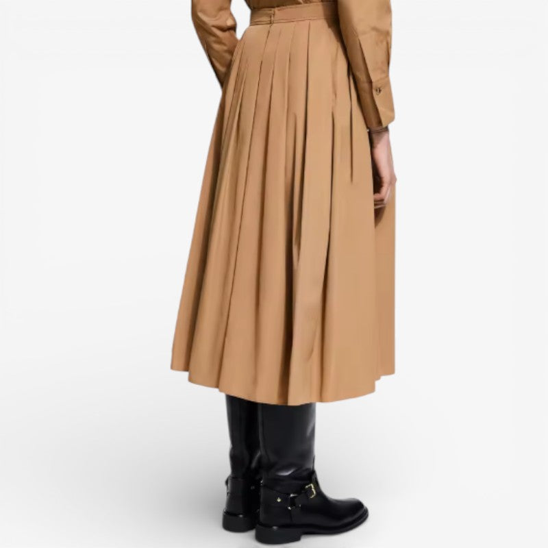 High-Waist Pleated Midi Skirt Old Money
