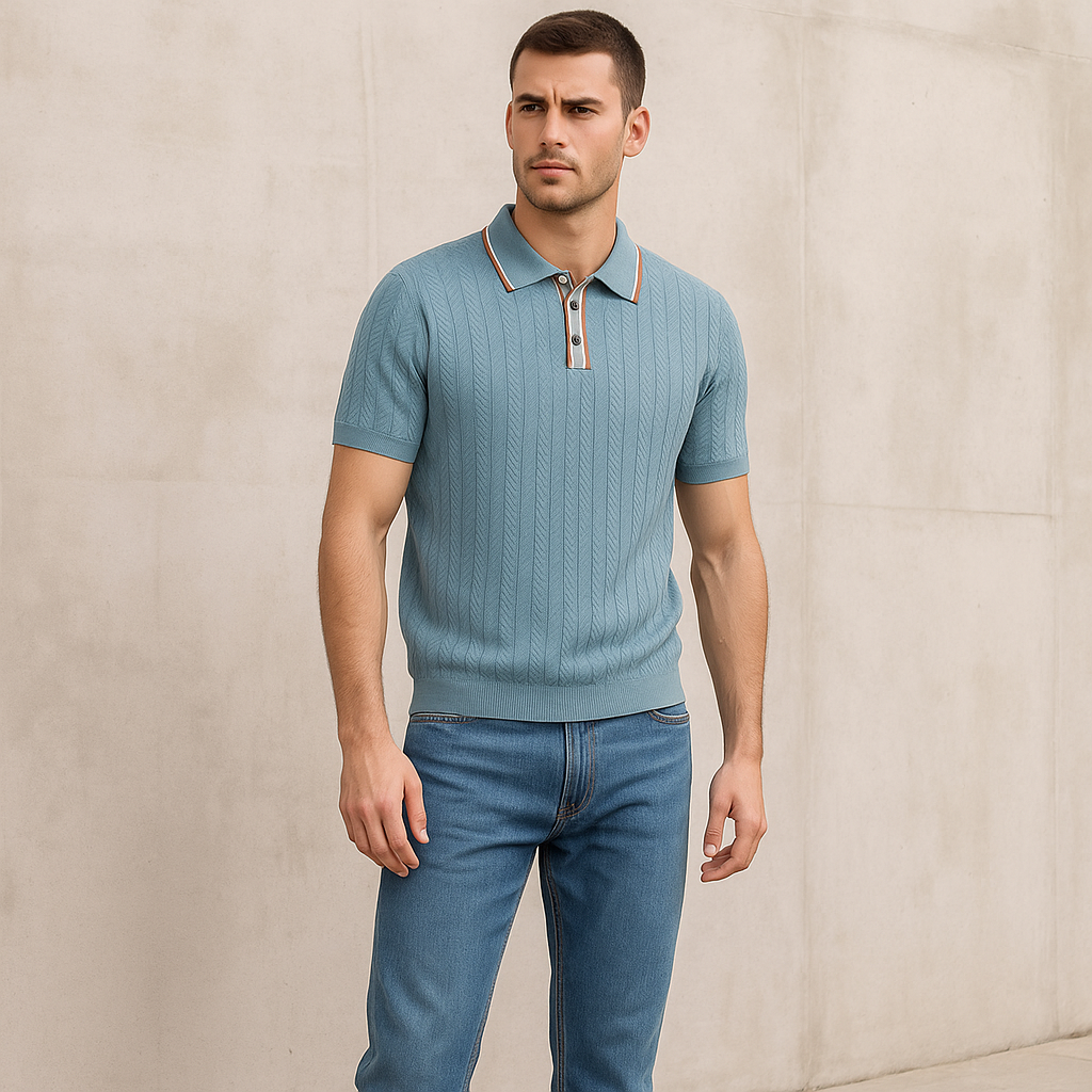 Knit Contrast Collar Polo Real Old Money