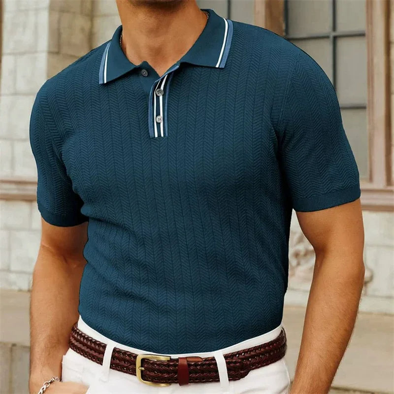 Knit Contrast Collar Polo Real Old Money