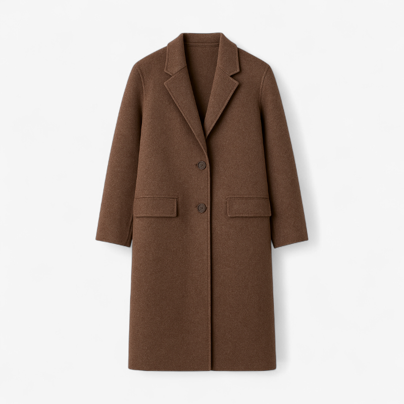 Long Brown Wool Blend Coat oldmoney