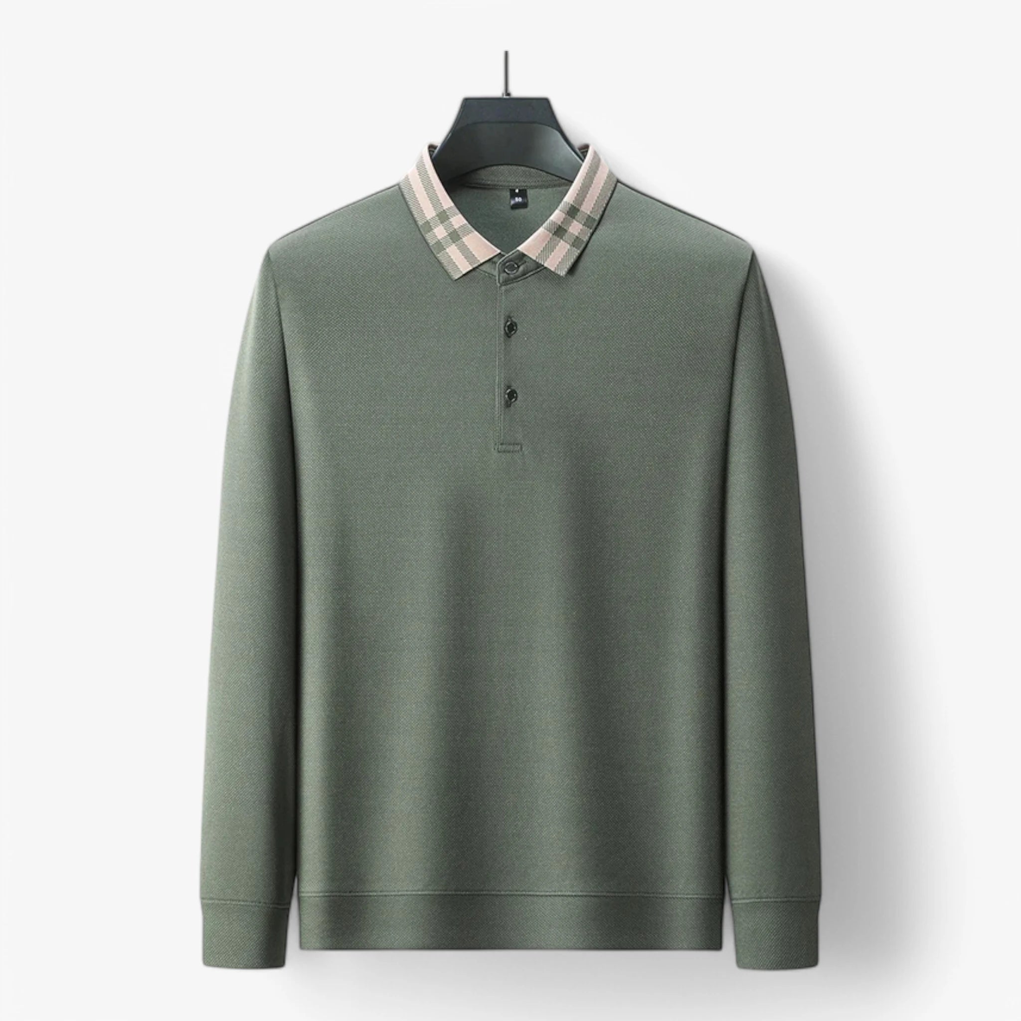 Long-Sleeve Contrast Collar Polo ROM