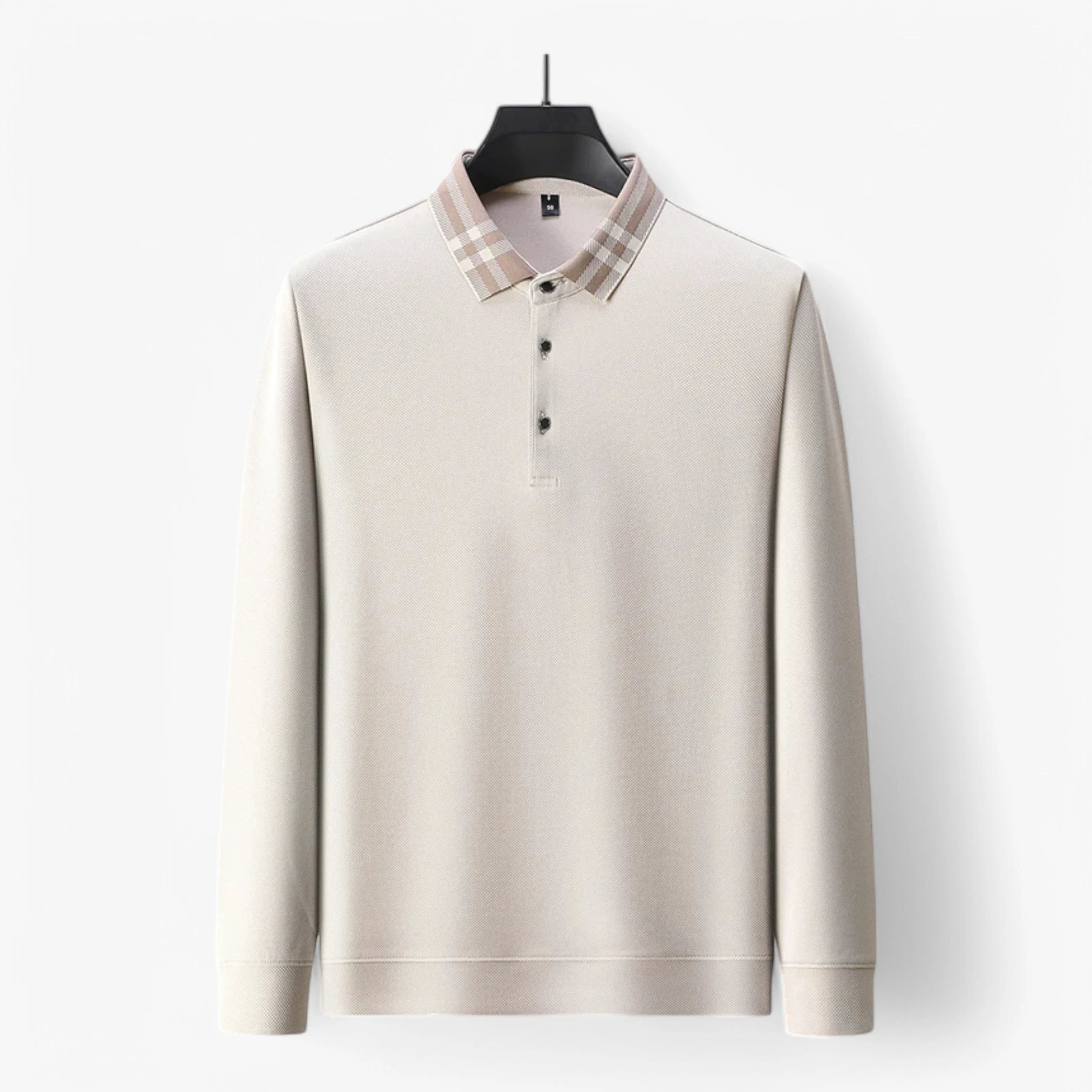Long-Sleeve Contrast Collar Polo ROM