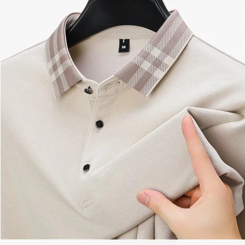 Long-Sleeve Contrast Collar Polo Real Old Money