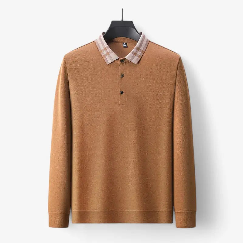 Long-Sleeve Contrast Collar Polo Real Old Money