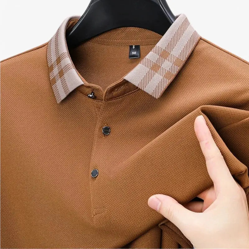Long-Sleeve Contrast Collar Polo Real Old Money