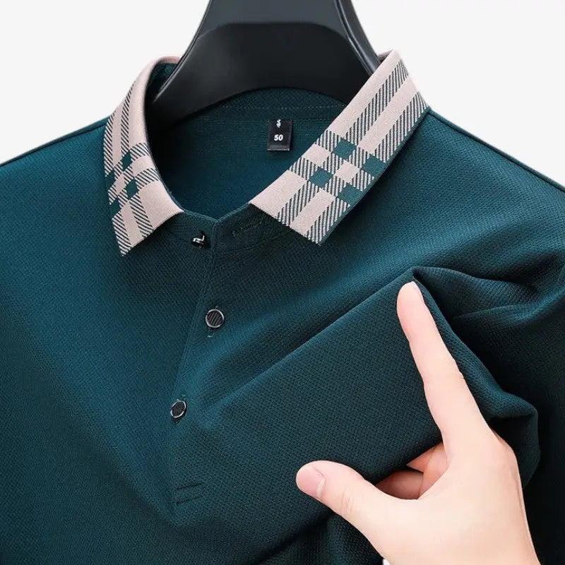 Long-Sleeve Contrast Collar Polo Real Old Money