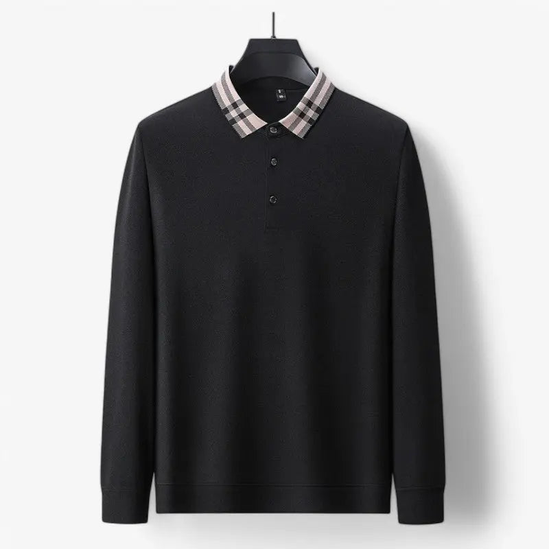 Long-Sleeve Contrast Collar Polo Real Old Money