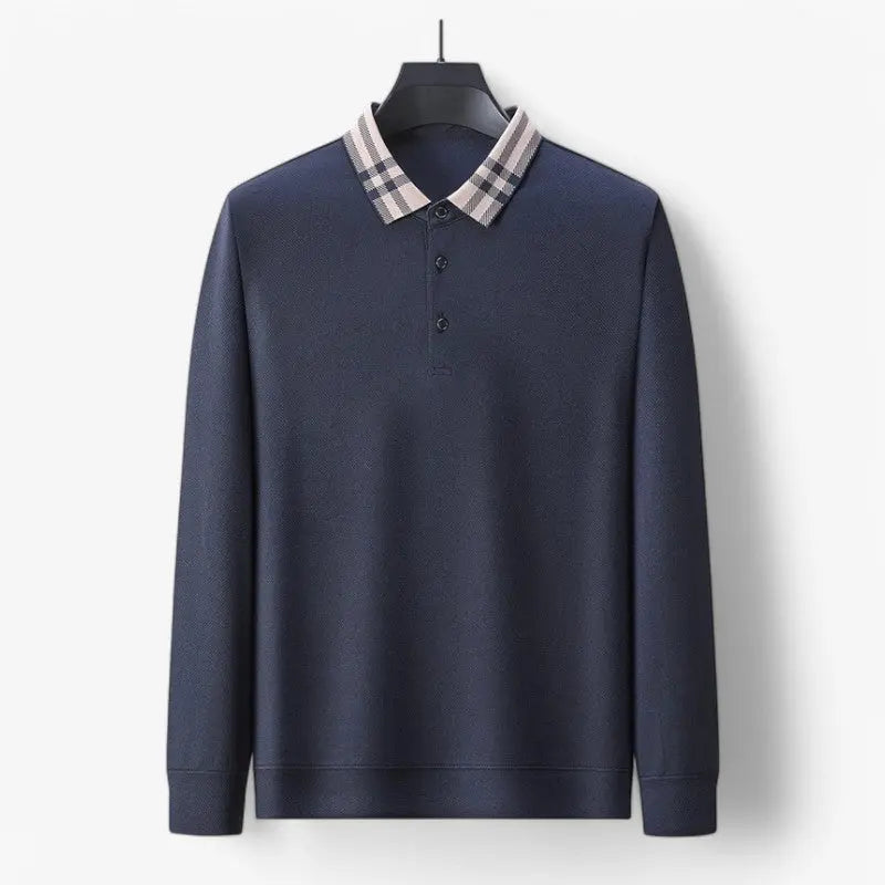 Long-Sleeve Contrast Collar Polo Real Old Money