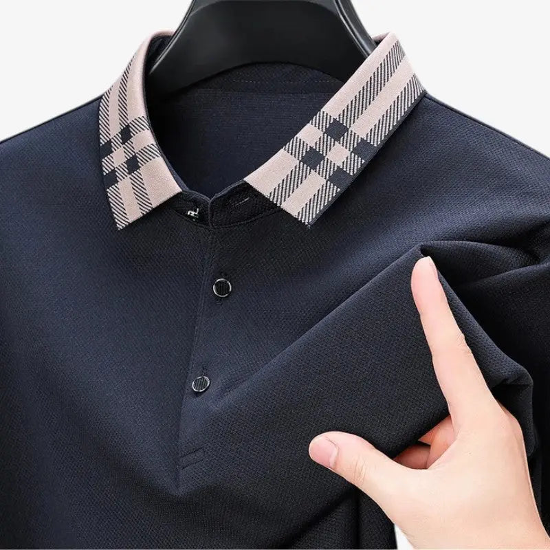 Long-Sleeve Contrast Collar Polo Real Old Money