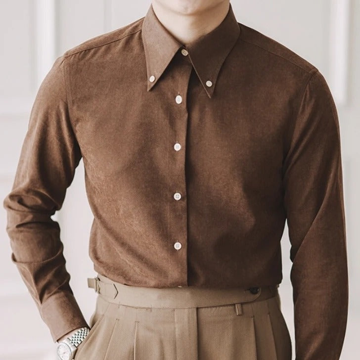 Old Money Brown Cotton Shirt Real Old Money