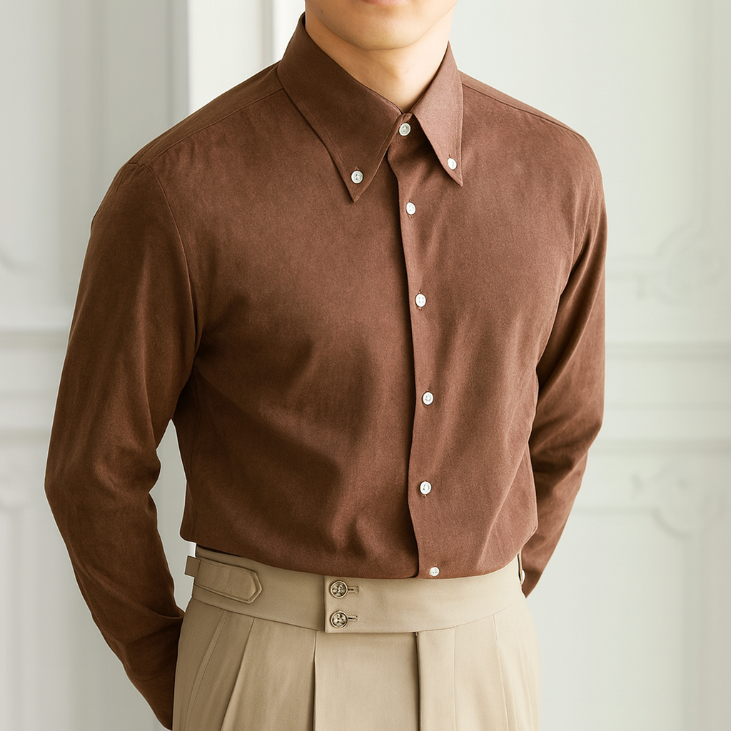 Old Money Brown Cotton Shirt Real Old Money