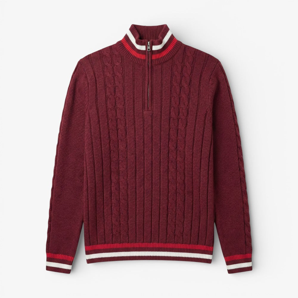 Quarter-Zip Knit Sweater Old Money