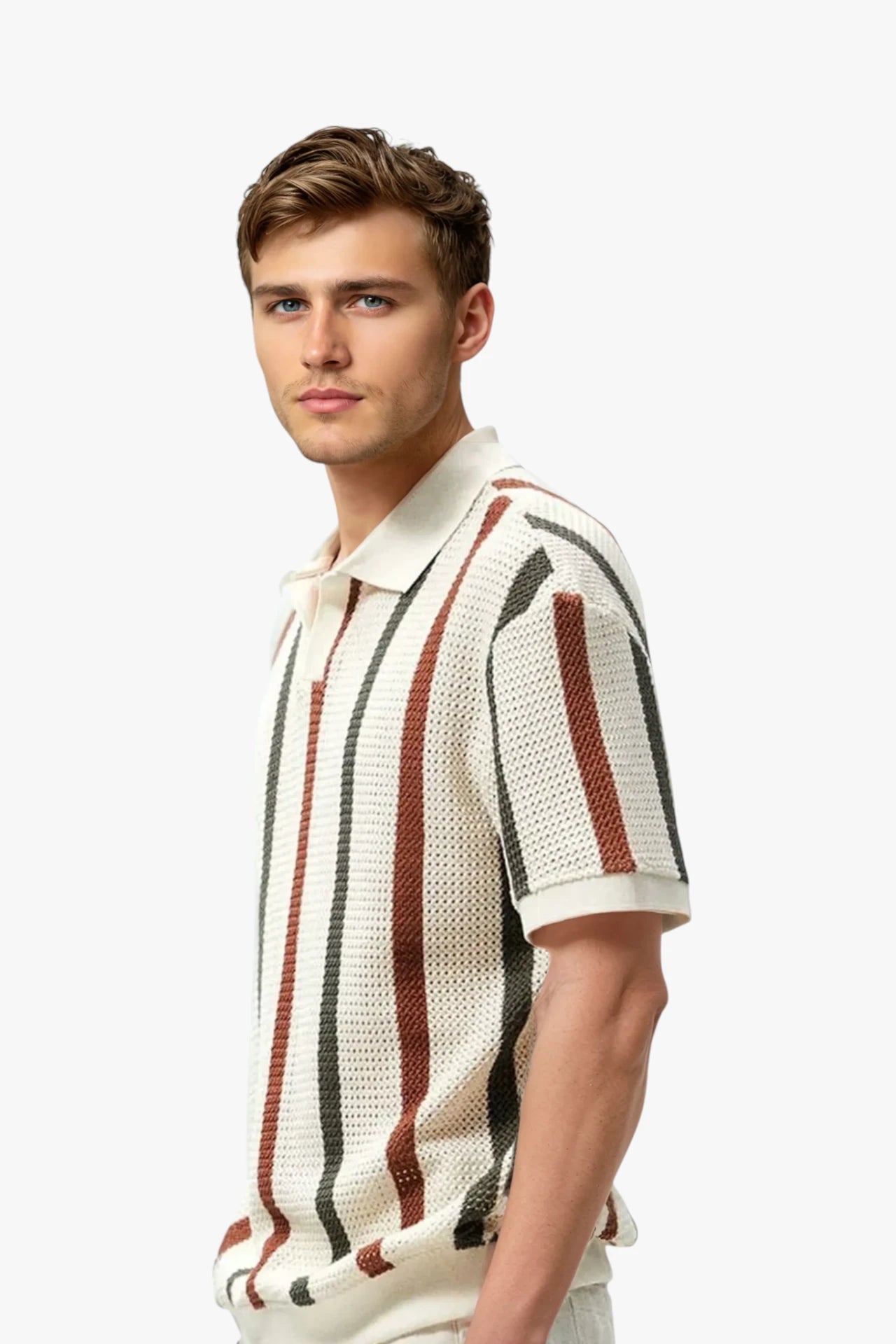 Retro Striped Knit Polo ROM