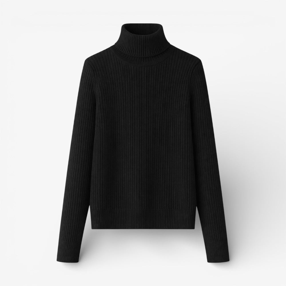 Ribbed Turtleneck Knit Sweater Old Money