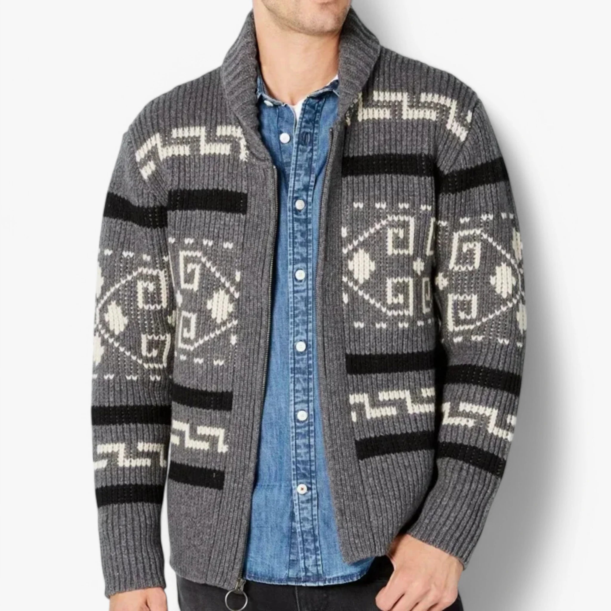 Vintage Geometric Knit Cardigan ROM