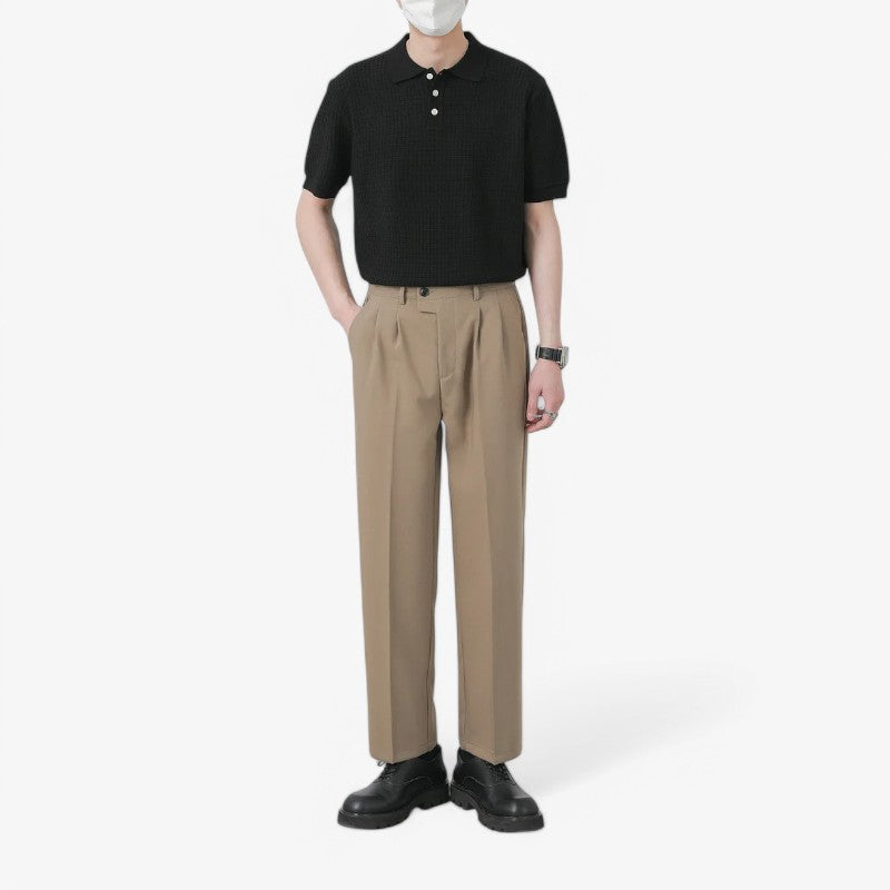 Waffle Knit Polo T-Shirt ROM