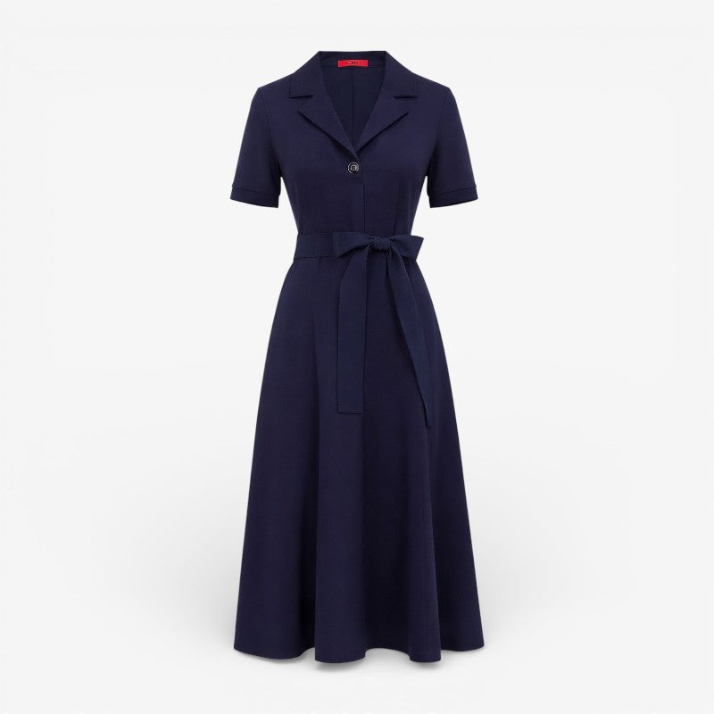 Belted Short-Sleeve Midi Dress Old Money