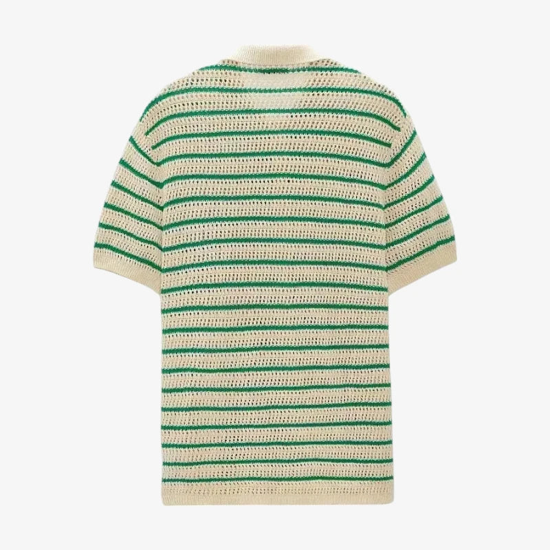 Breeze Knit Striped Polo Shirt Real Old Money