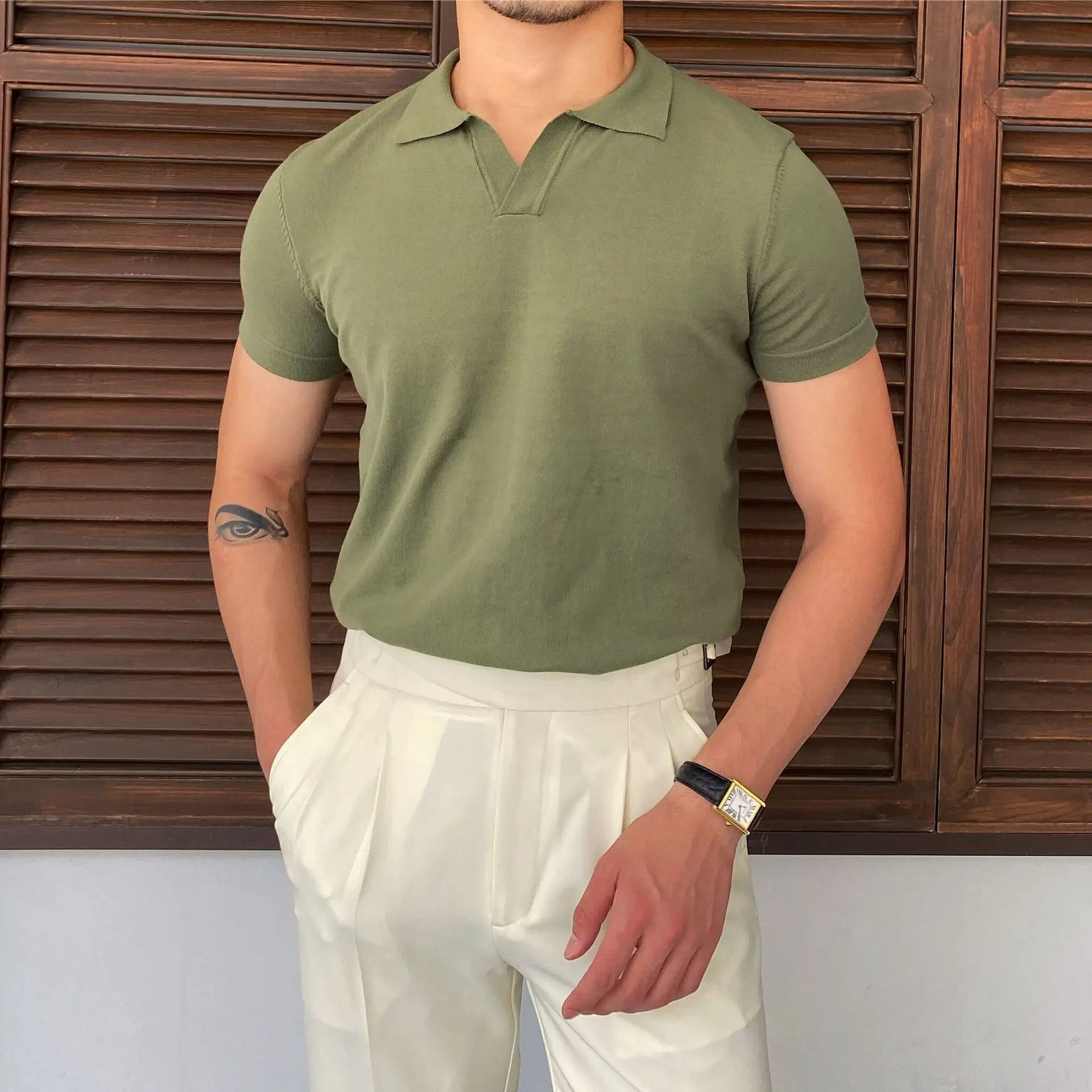 Casual Knit Polo Shirt Real Old Money