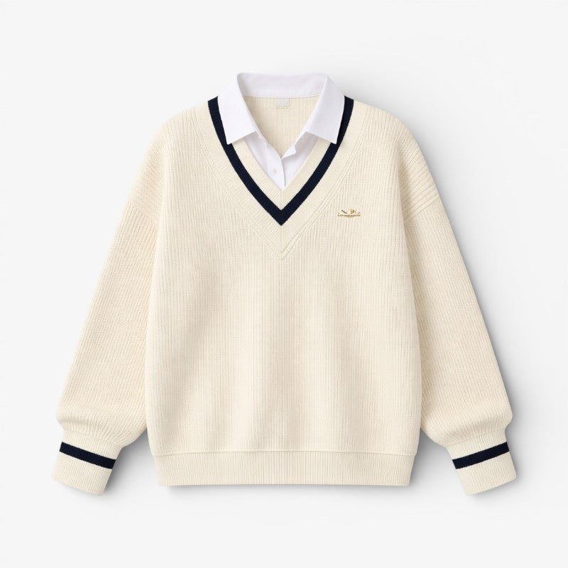 Classic V-Neck Knitted Sweater Old Money