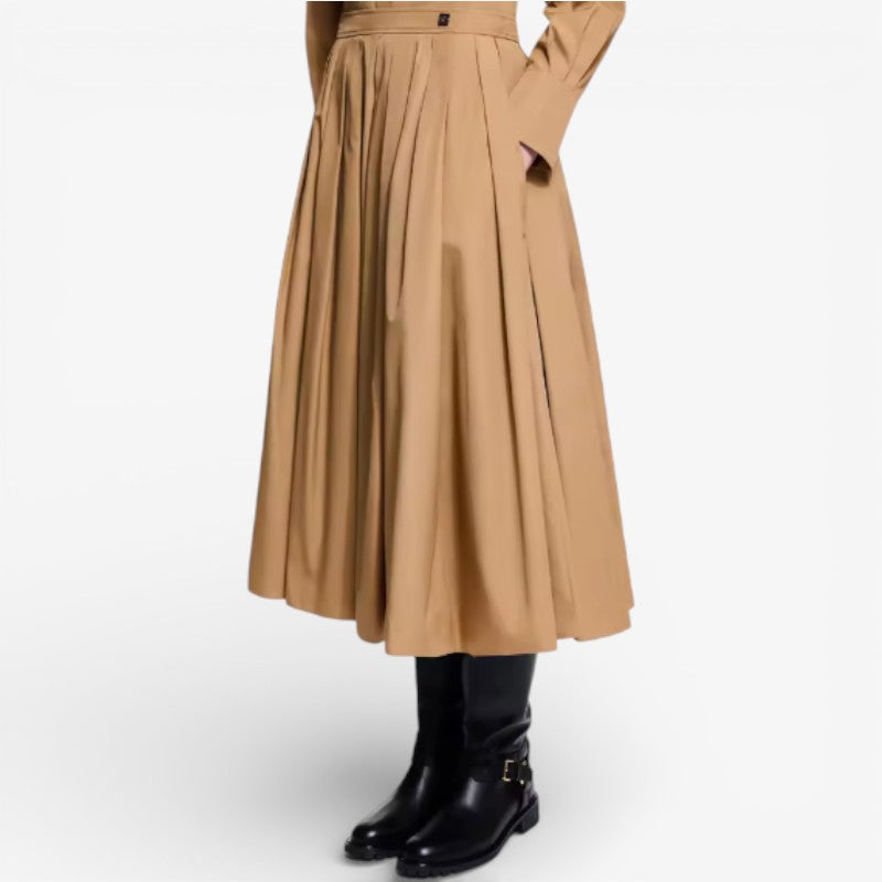 High-Waist Pleated Midi Skirt Old Money