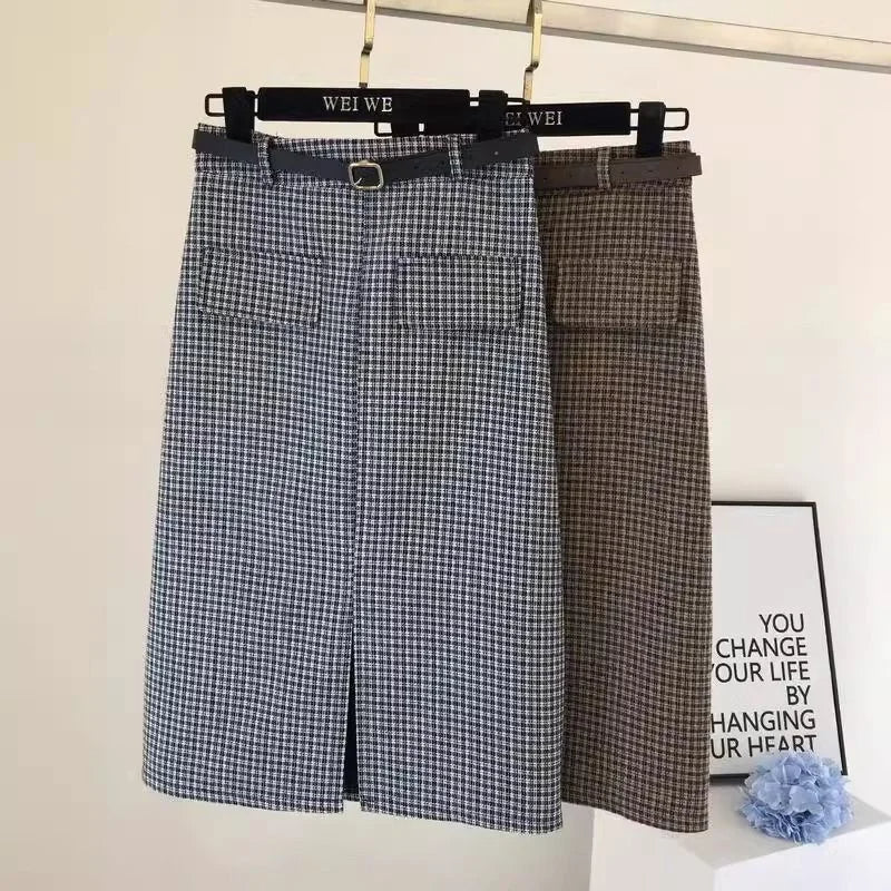 High-Waisted Wool Blend Midi Skirt Real Old Money