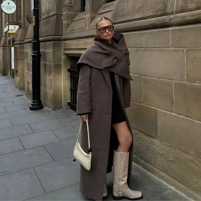 Long Brown Wool Blend Coat oldmoney