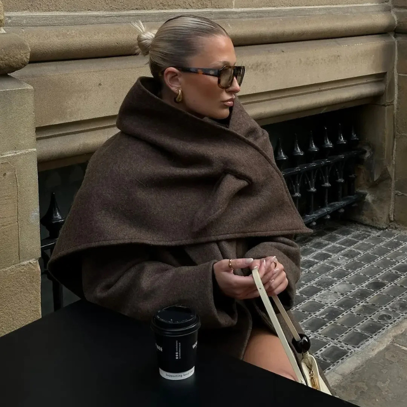 Long Brown Wool Blend Coat oldmoney