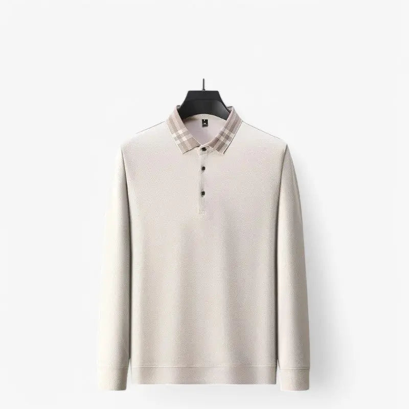 Long-Sleeve Contrast Collar Polo Real Old Money