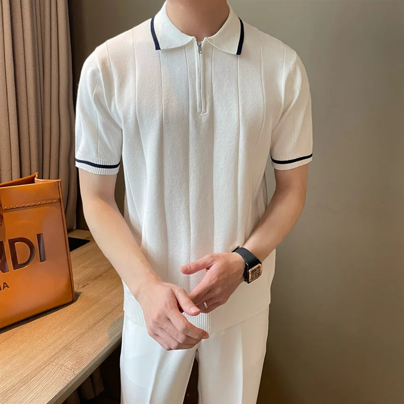 Old Money Half-Zip Knitted Polo oldmoney