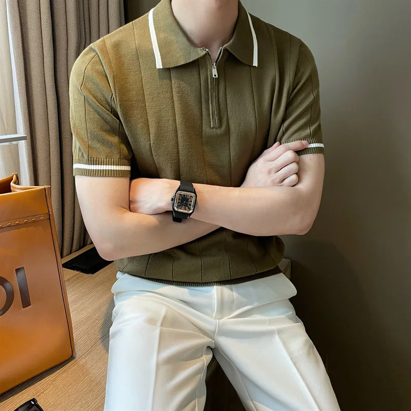 Old Money Half-Zip Knitted Polo oldmoney