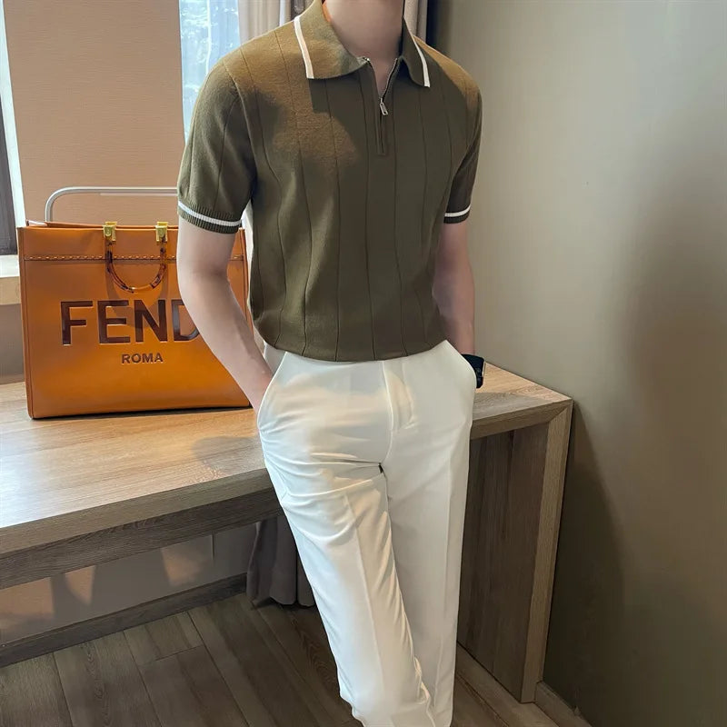 Old Money Half-Zip Knitted Polo oldmoney