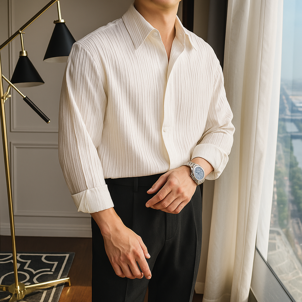 Old Money Textured Button-Up Shirt Real Old Money