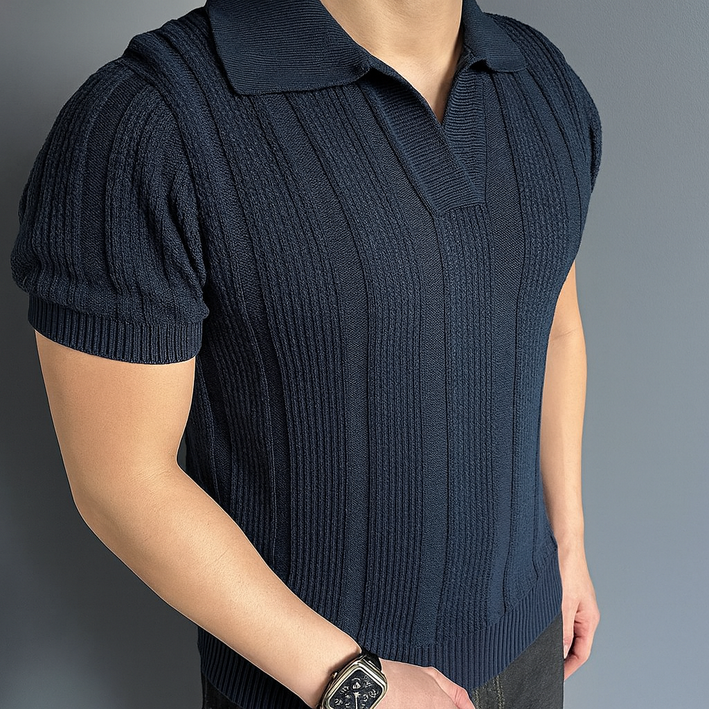 Open-Knit Casual Polo Shirt Real Old Money
