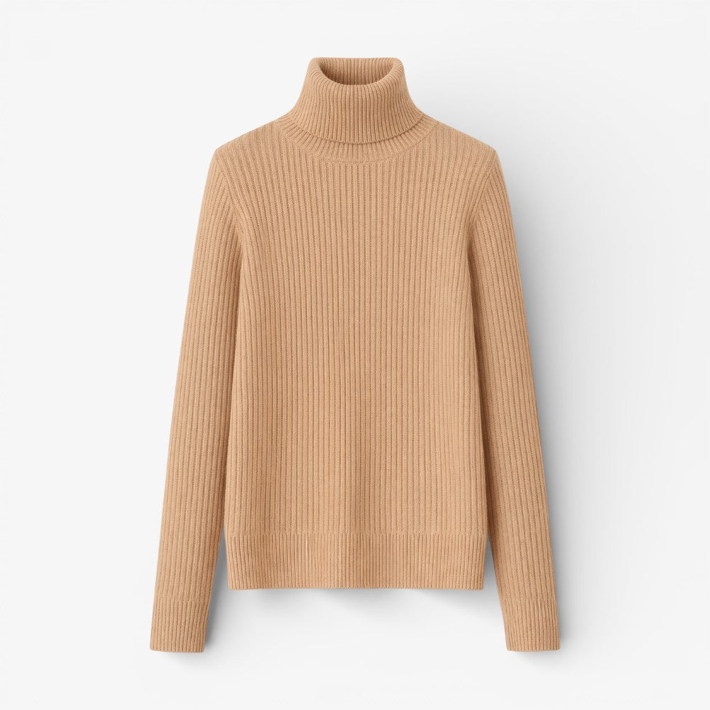 Ribbed Turtleneck Knit Sweater Old Money