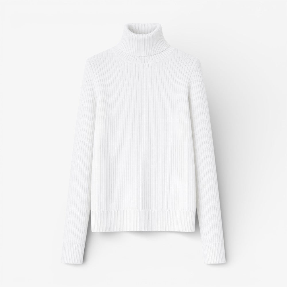 Ribbed Turtleneck Knit Sweater Old Money