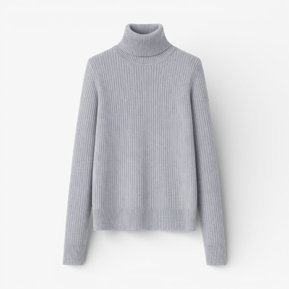 Ribbed Turtleneck Knit Sweater Old Money